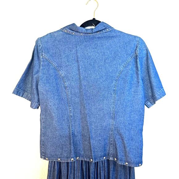 Vintage Stonebridge Women's Blue Denim Western Studded Midi Dress Size 8P - Picture 4 of 12